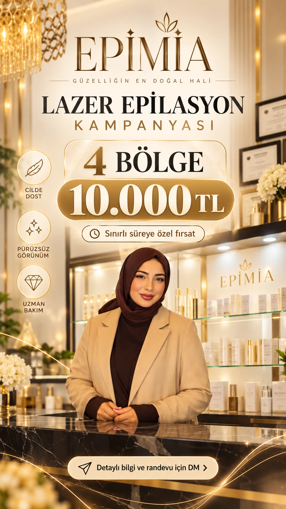 Epimia 4 bölge lazer epilasyon 10.000 TL sonbahar kampanyası